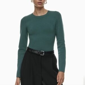 NWT-Aritzia Babaton Green High-Neck Long-Sleeve Sculpting Knit Top